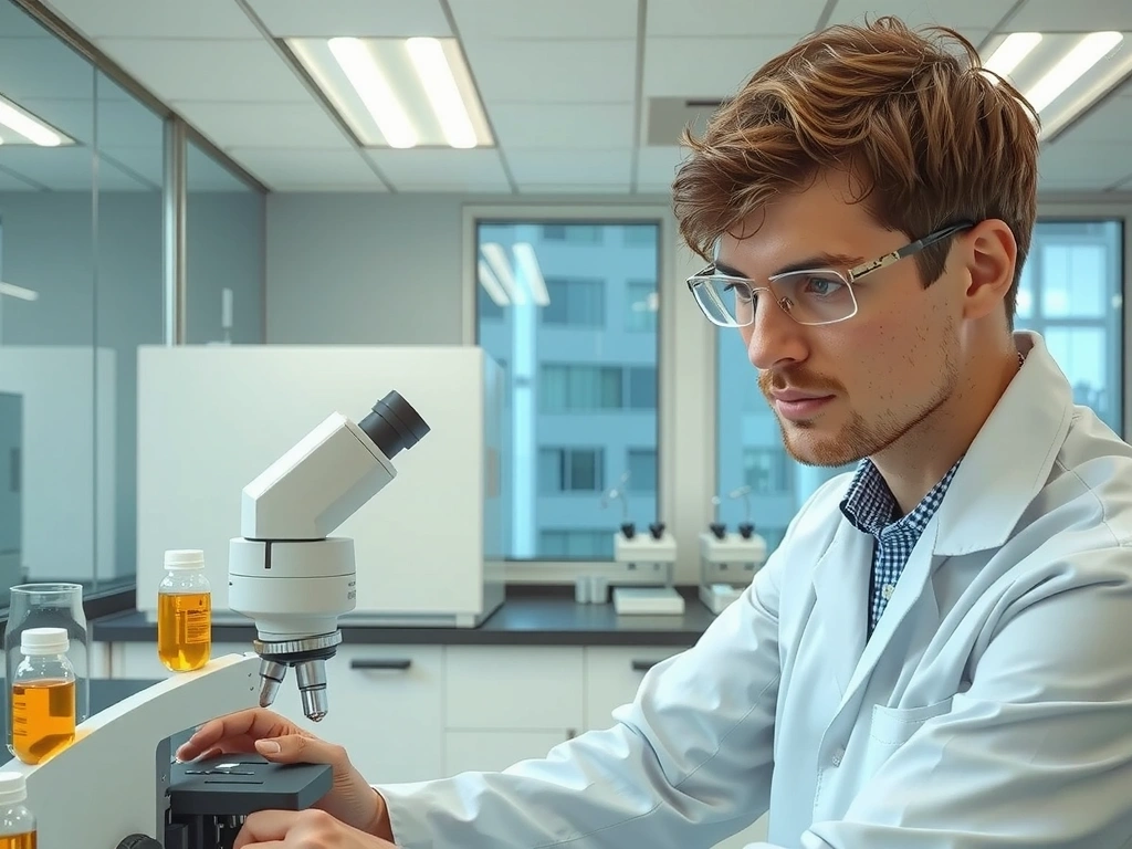 Scientist analyzing supplement ingredients in a lab